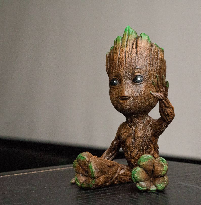 Lindo agitando bebé Groot figura Vengadores Infinity guerra Marvel Guardianes de la Galaxia 3D impreso juguete pintado a mano Soy Groot decoración navideña imagen 6