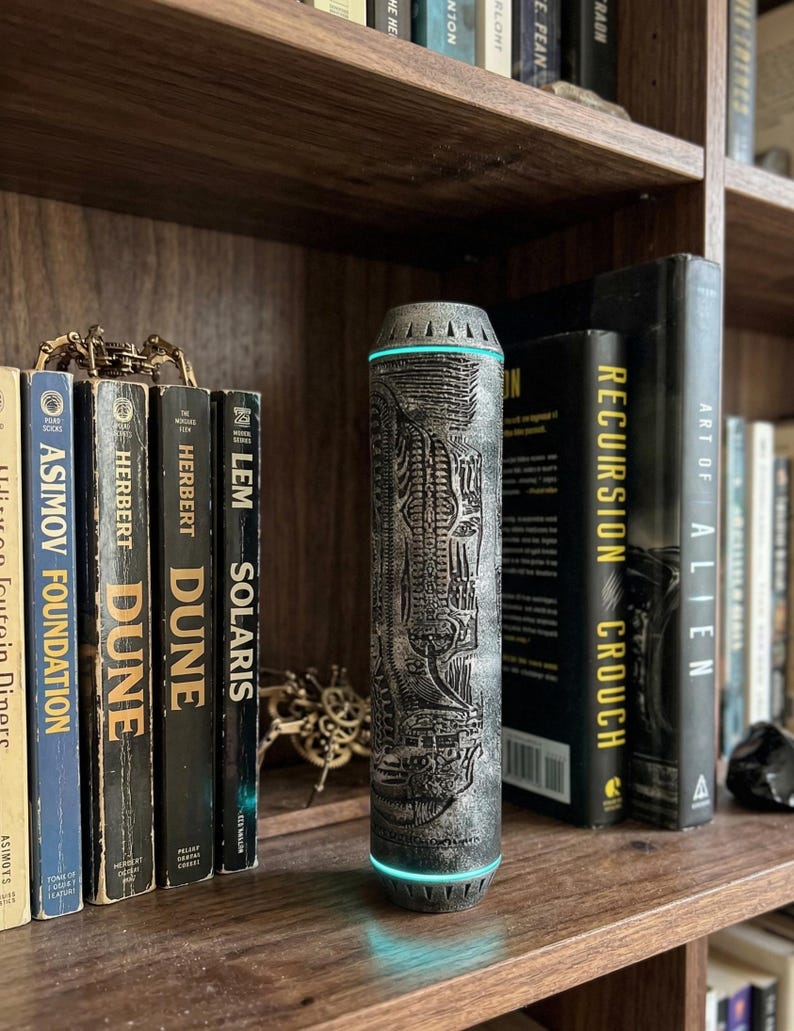 H.R. Giger Inspired Biomechanical Cylinder, Glow in the Dark Alien ...