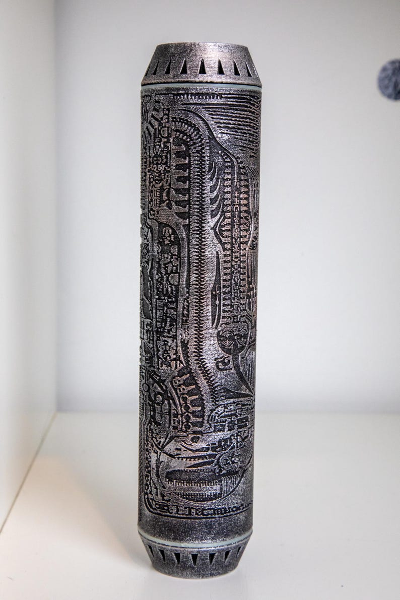 H.R. Giger Inspired Biomechanical Cylinder, Glow in the Dark Alien ...