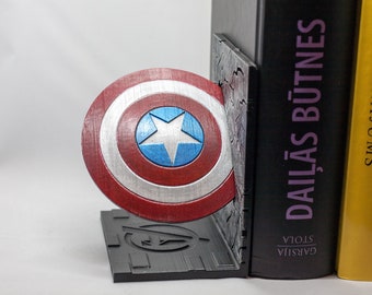 Decorative Book End inspyred by Captain America Shield  Avengers Endgame Marvel 3D printed hand painted painted  gift to him