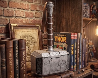 Cracked Mjolnir Replica, Mighty Thor Hammer Prop, Lifesize 3D