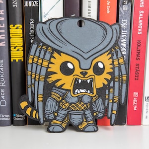 Dije, colgante, marcapáginas de silueta de gato depredador lindo estilo chibi de dibujos animados kawaii - Para libros, bolsos, llaveros