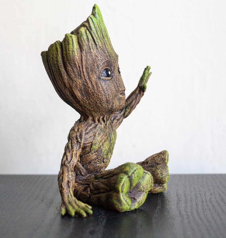 Lindo agitando bebé Groot figura Vengadores Infinity guerra Marvel Guardianes de la Galaxia 3D impreso juguete pintado a mano Soy Groot decoración navideña imagen 4