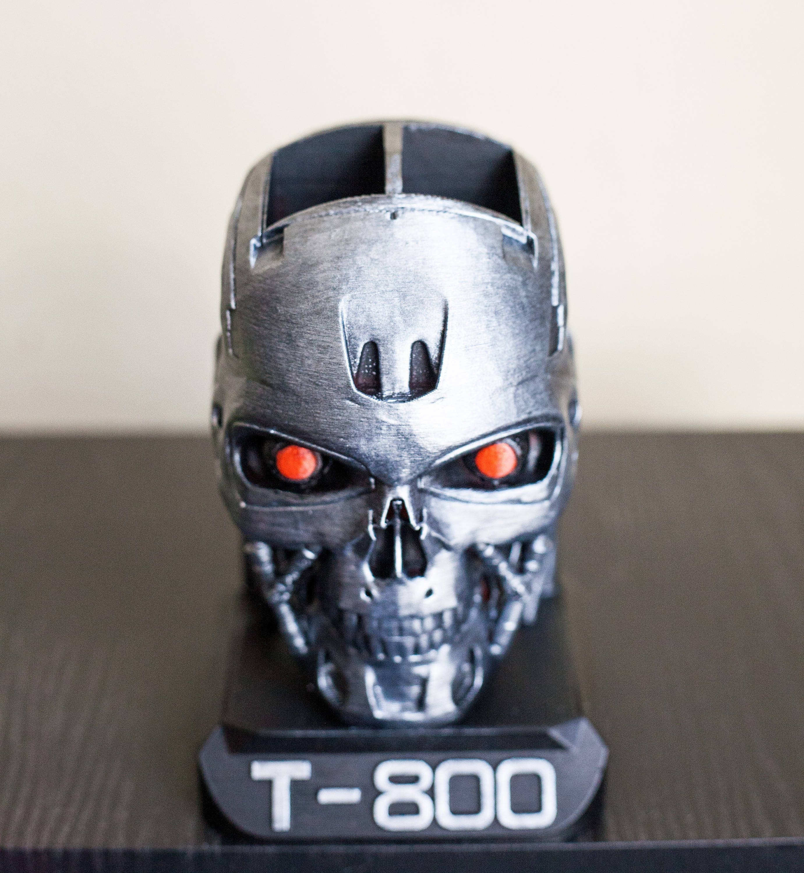 Terminator Skull Terminator T800 Robot Pen Holder Statue Bust Sculpture Pop  Culture 3d Printed Hand Painted Geek Gift Gift for Him 