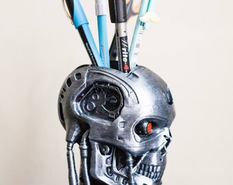 ターミネーターの頭蓋骨 ターミネーター T800 ロボット ペンホルダー