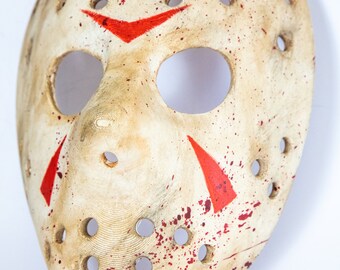 Masque Jason Voorhees Custom – Friday The 13th – Bloody Hand Stain – Taille Réelle 1:1 – Neuf 2024