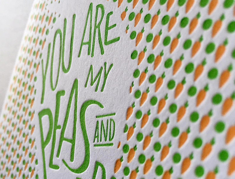 You Are My Peas and Carrots Letterpress Greeting Card for Valentine's