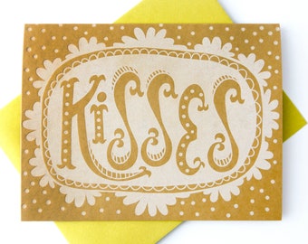 Kisses Letterpress Greeting Card for Mother’s Day and Friend’s Day too