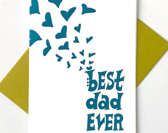 Best Dad Ever Letterpress Greeting Card for Fathers Day, Birthday, Appreciation, sends musical love notes to Dad