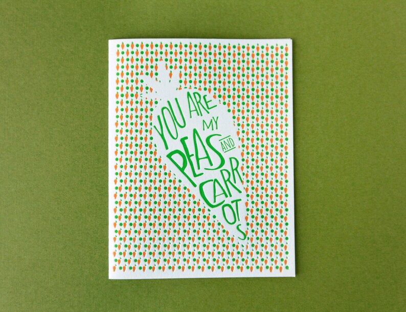 You Are My Peas and Carrots Letterpress Greeting Card for Valentine's