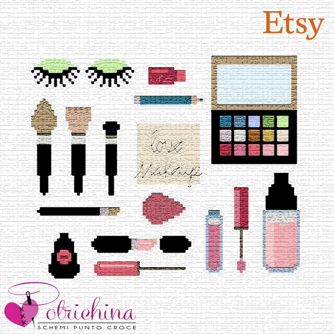 PDF schema punto croce Makeup cross stitch pattern Etsy Italia