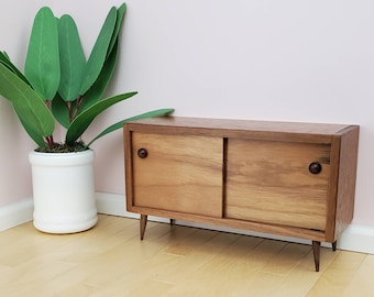 Console Cabinet - Open or w/ Working Doors for 1:6 Scale Doll  - Mid-Century Modern