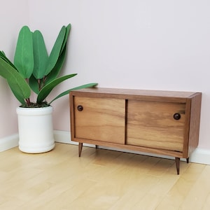 Console Cabinet - Open or w/ Working Doors for 1:6 Scale Doll  - Mid-Century Modern