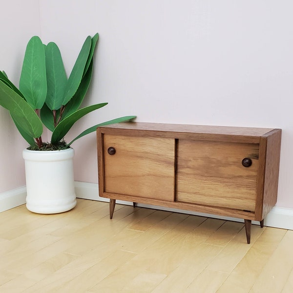Console Cabinet w/ Working Doors for 1:6 Scale Doll  - Mid-Century Modern