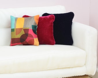 Mid-Century Geo Collection | Handmade Doll Throw Pillows | 1:6 or 1/12 scale | Premium Fabrics