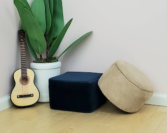 Velvet & Suede Poof Ottomans for 1:6 Scale Doll - Various Colors