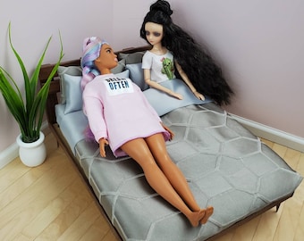 Platform Bedding Set with Mattress for 1:6 Scale Doll - Various Colors & Patterns