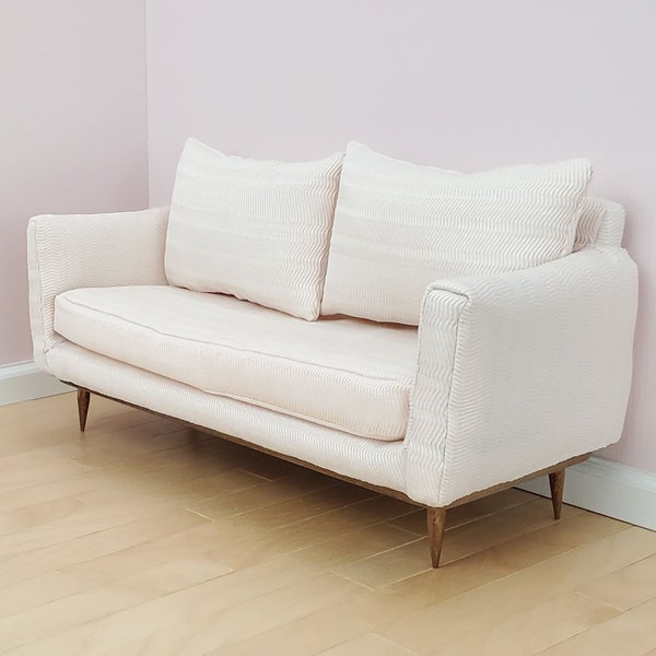 Clearance!! Pale Pink Upholstered Couch for 1:6 Scale Fashion Doll - Mid-Century Modern