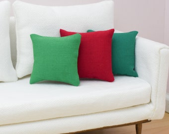 Red & Green Collection | Handmade Doll Throw Pillows | 1:6 or 1/12 scale