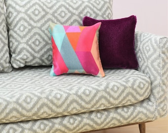 Bright Diamond & Deep Pink Collection | Handmade Doll Throw Pillows | 1:6 or 1/12 scale | Premium Fabrics