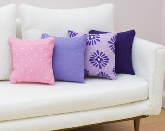 Pink and Purple Collection | Handmade Doll Throw Pillows | 1:6 or 1/12 scale