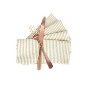Yellow Striped Linen Napkins