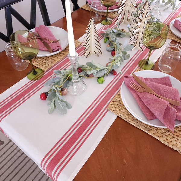 Red Stripe Table Runner, Valentine's Day Runner