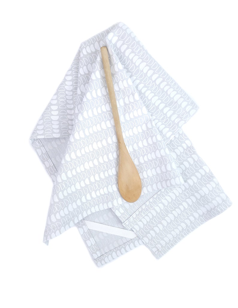 Modern Gray Linen Tea Towel image 1