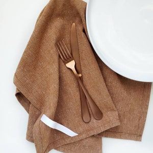 Cinnamon Linen Towel, Brown Linen Towel image 6