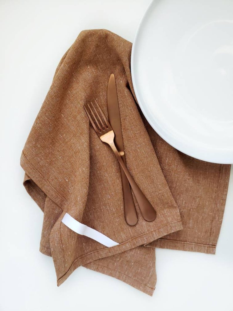Cinnamon Linen Towel, Brown Linen Towel image 6