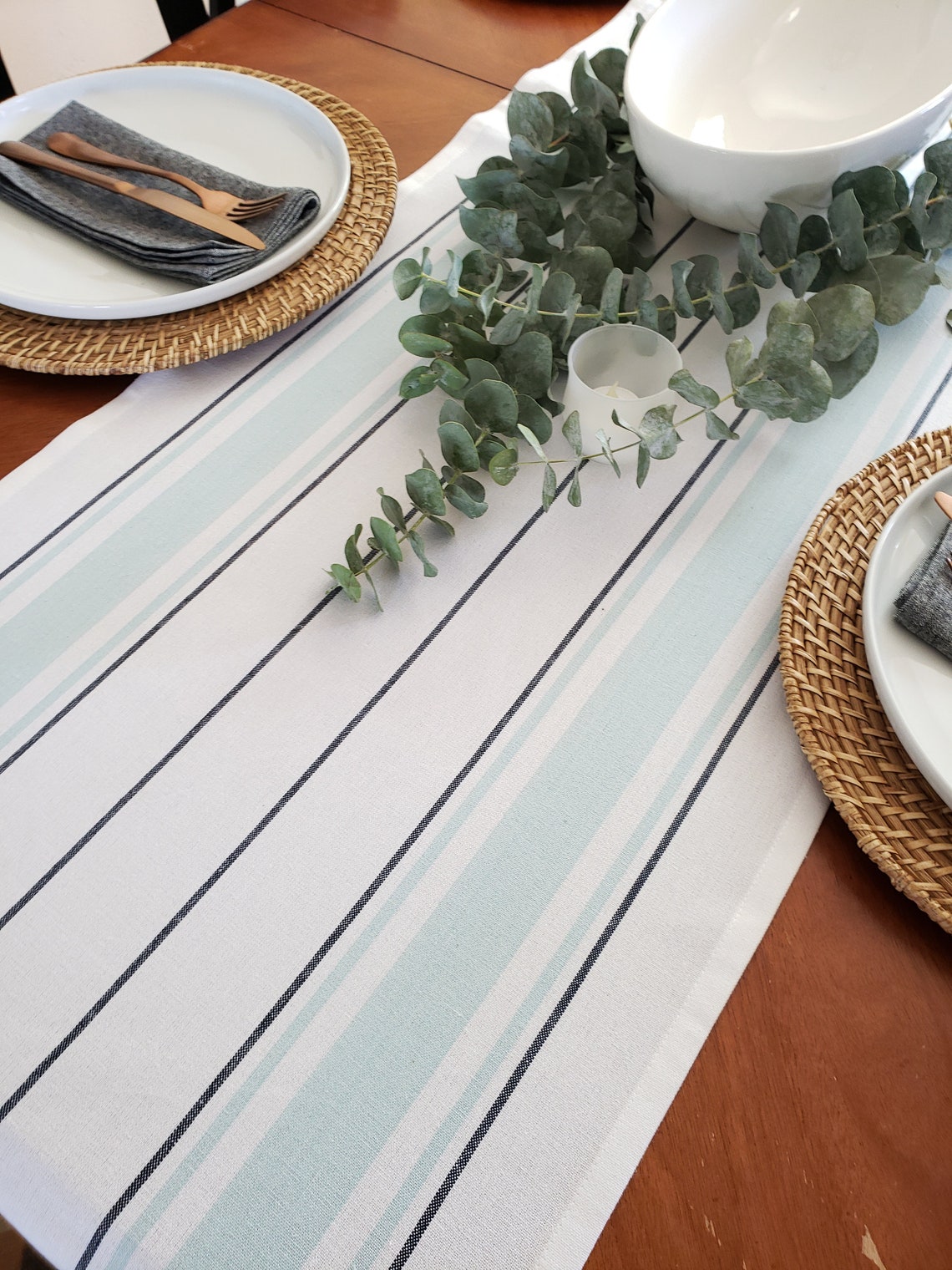 Coastal Farmhouse Table Runner Extra Wide Table Runner Etsy