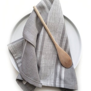 Hand and Dish Matching Tea Towel Set of 2 Gray and White Modern