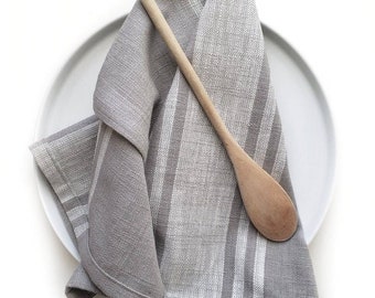 Grain Sack Towel, Farmhouse Towel, Gray Cotton Towel, Gray and White Hand Towel, Rustic Kitchen Towel, Modern Towel