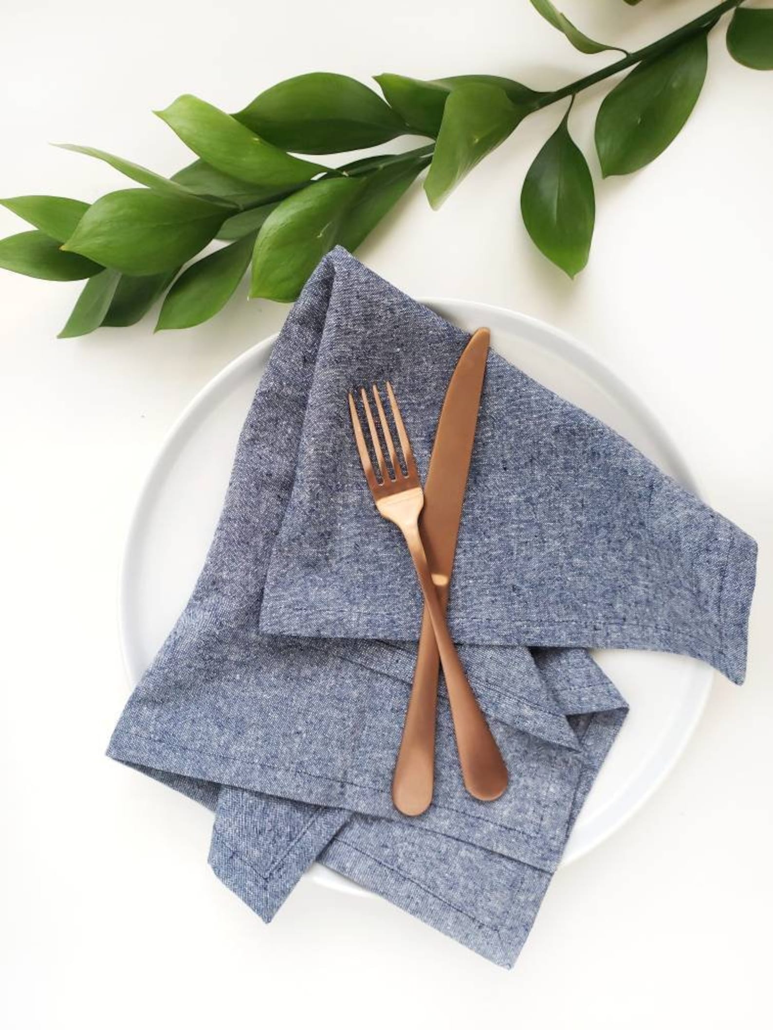 Blue Linen Napkins Chambray Linen Napkins Modern Cloth Etsy