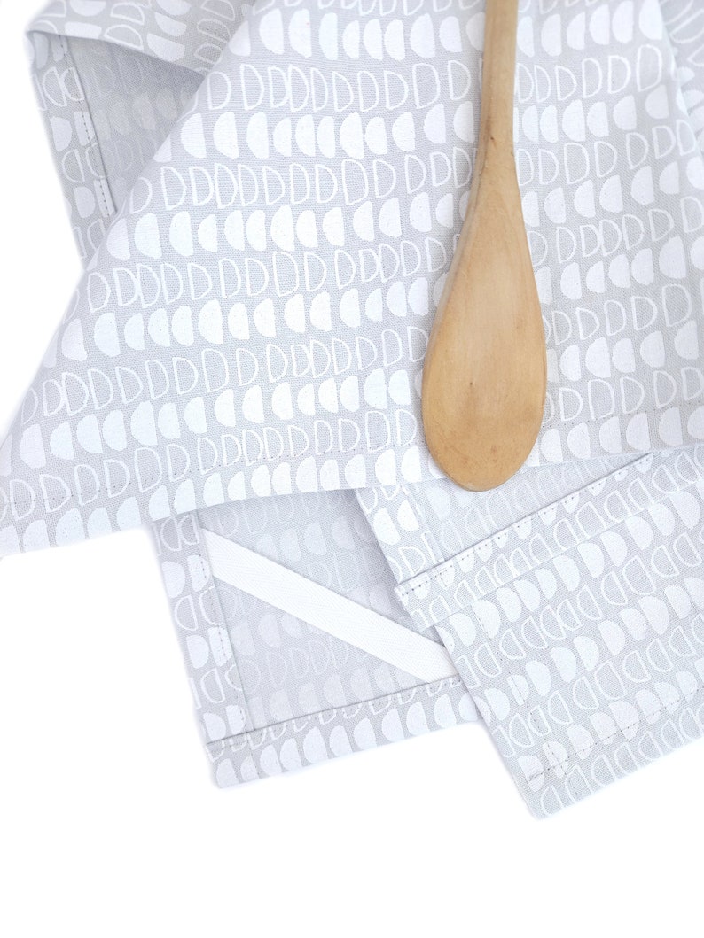 Modern Gray Linen Tea Towel image 5