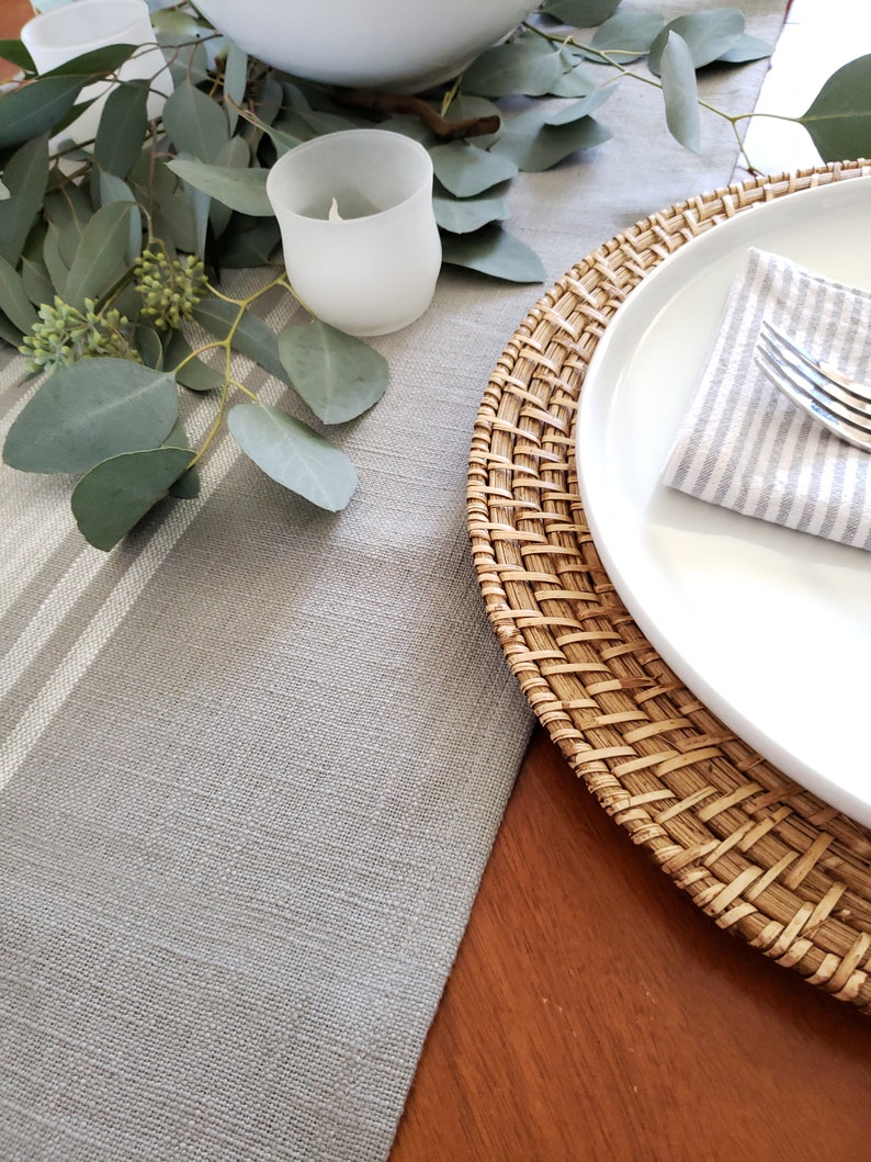 Gray Table Runner Farmhouse Table Runner Gray and White Etsy
