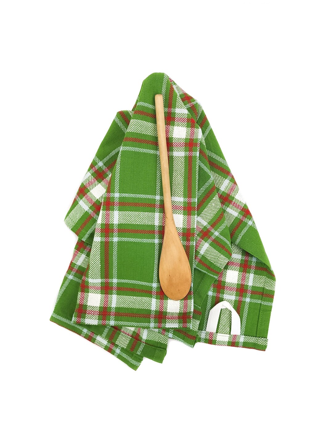 Green Christmas Plaid Kitchen Towel Etsy