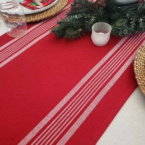 Farmhouse Red Table Runner, Christmas Table Runner