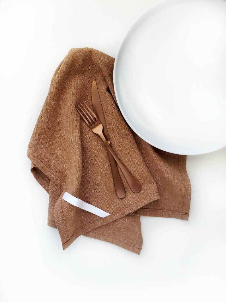 Cinnamon Linen Towel, Brown Linen Towel image 10