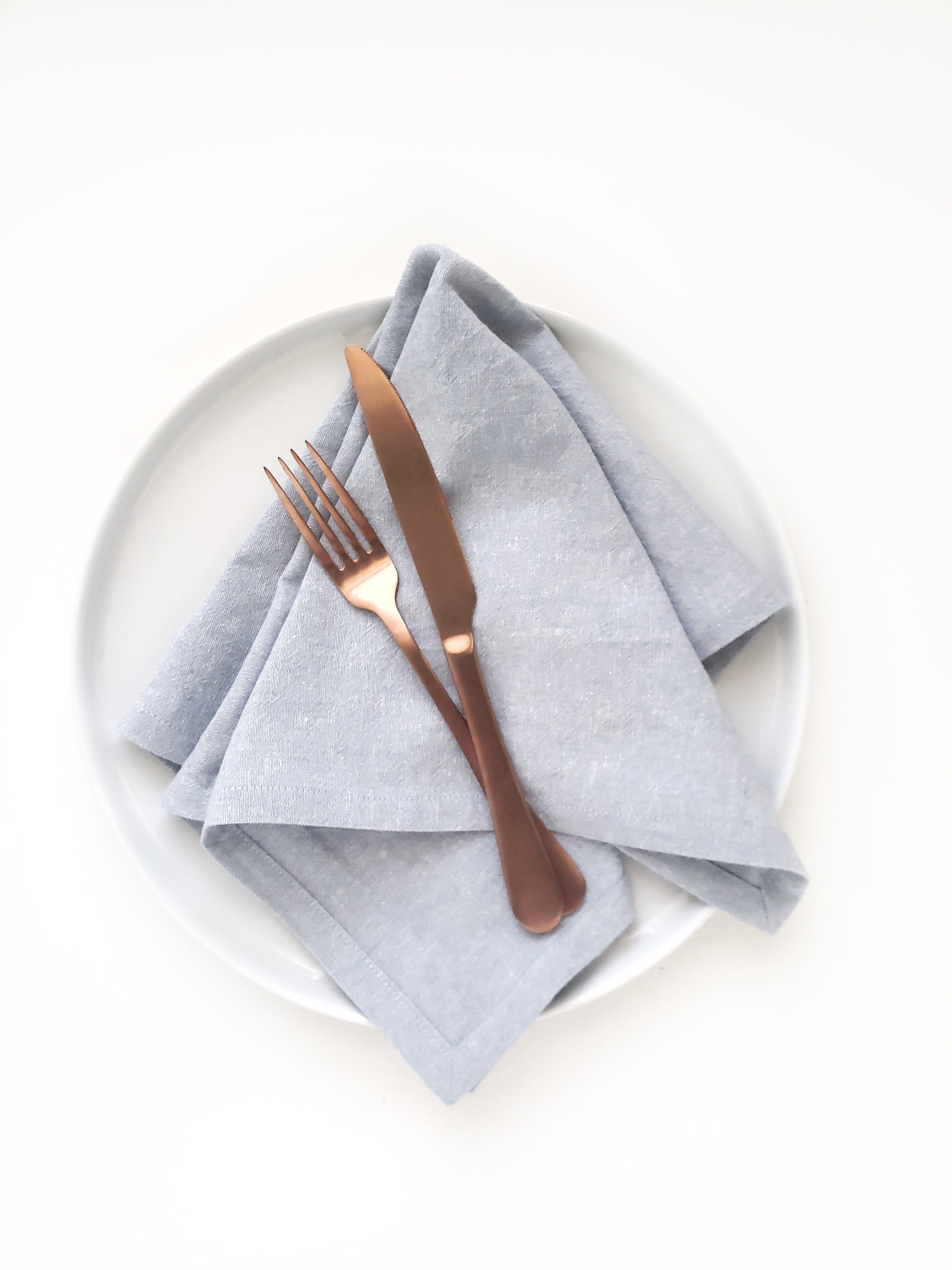 Baby Blue Linen Napkins Chambray Linen Napkins Pale Blue Etsy