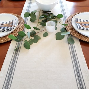 Grain Sack Table Runner, Farmhouse Table Runner, French Country Runner, Striped Table Runner