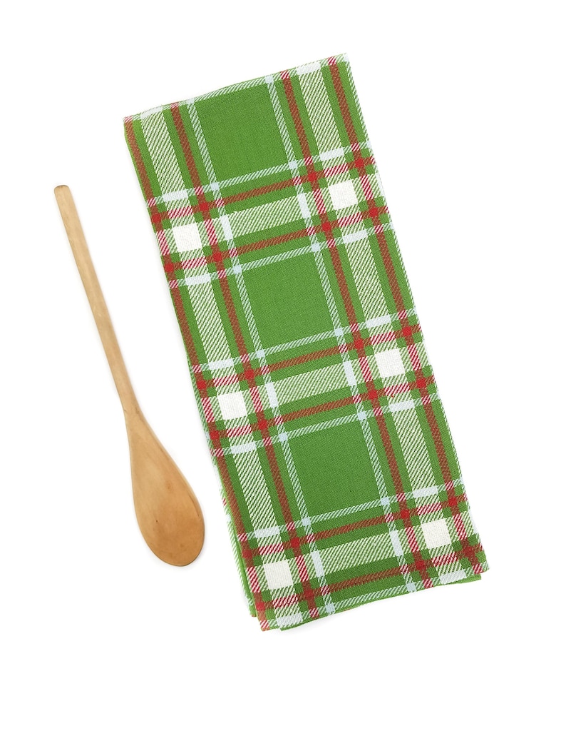 Green Christmas Plaid Kitchen Towel Etsy