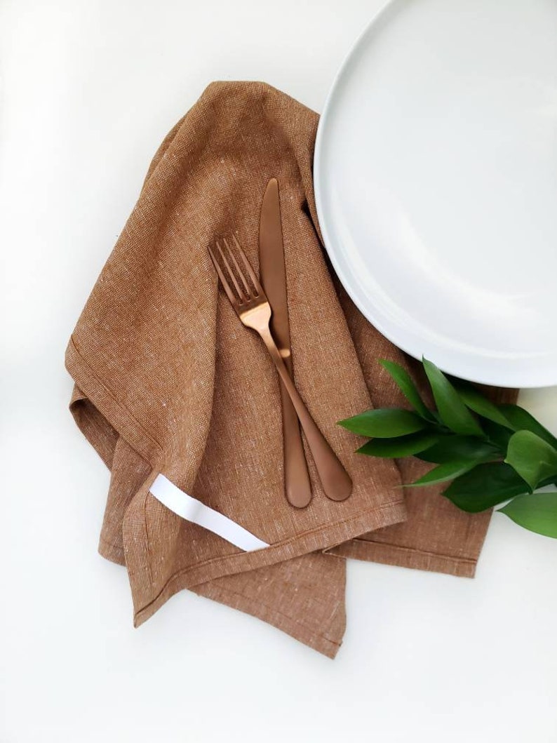 Cinnamon Linen Towel, Brown Linen Towel image 9