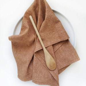 Cinnamon Linen Towel, Brown Linen Towel image 1