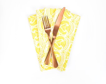 Lemon Yellow Cloth Napkins, Set of 4