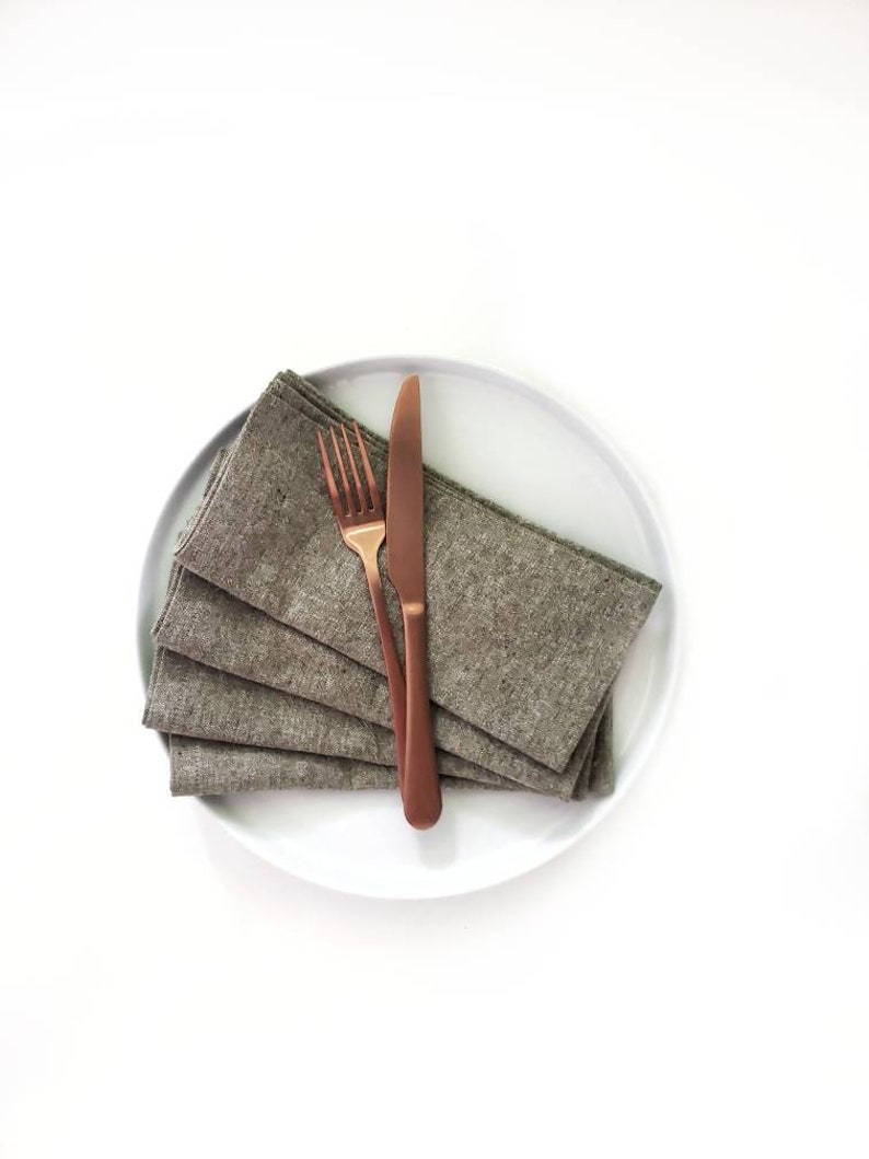 Olive Green Linen Napkins Cloth Napkins Modern Linen Napkins Etsy