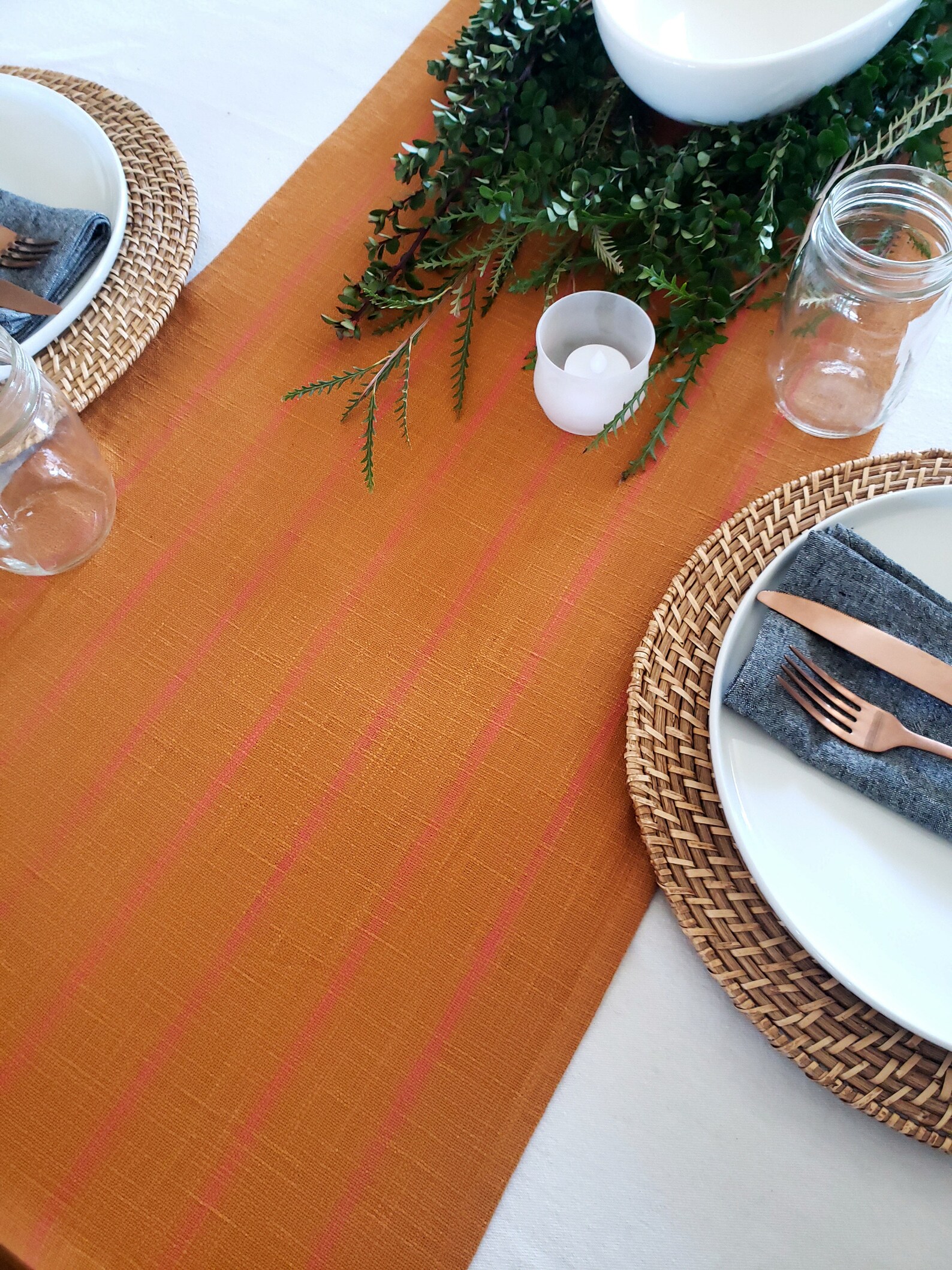 Burnt Orange Table Runner Boho Table Runner Etsy