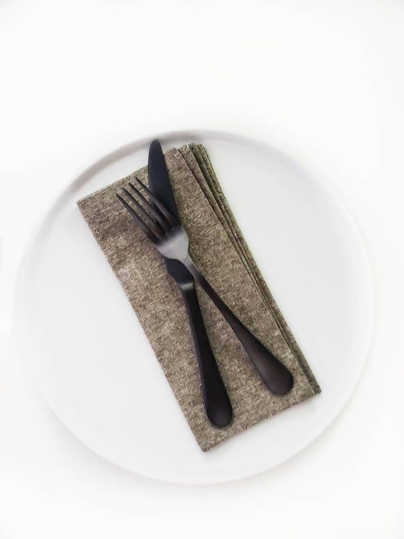Olive Green Linen Napkins Cloth Napkins Modern Linen Napkins Etsy