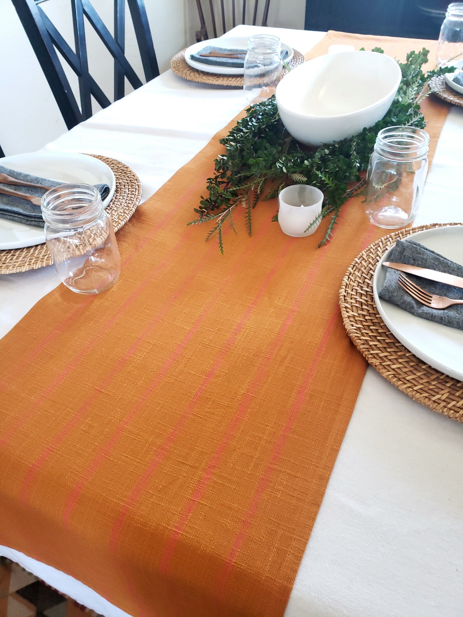 Burnt Orange Table Runner Boho Table Runner Etsy