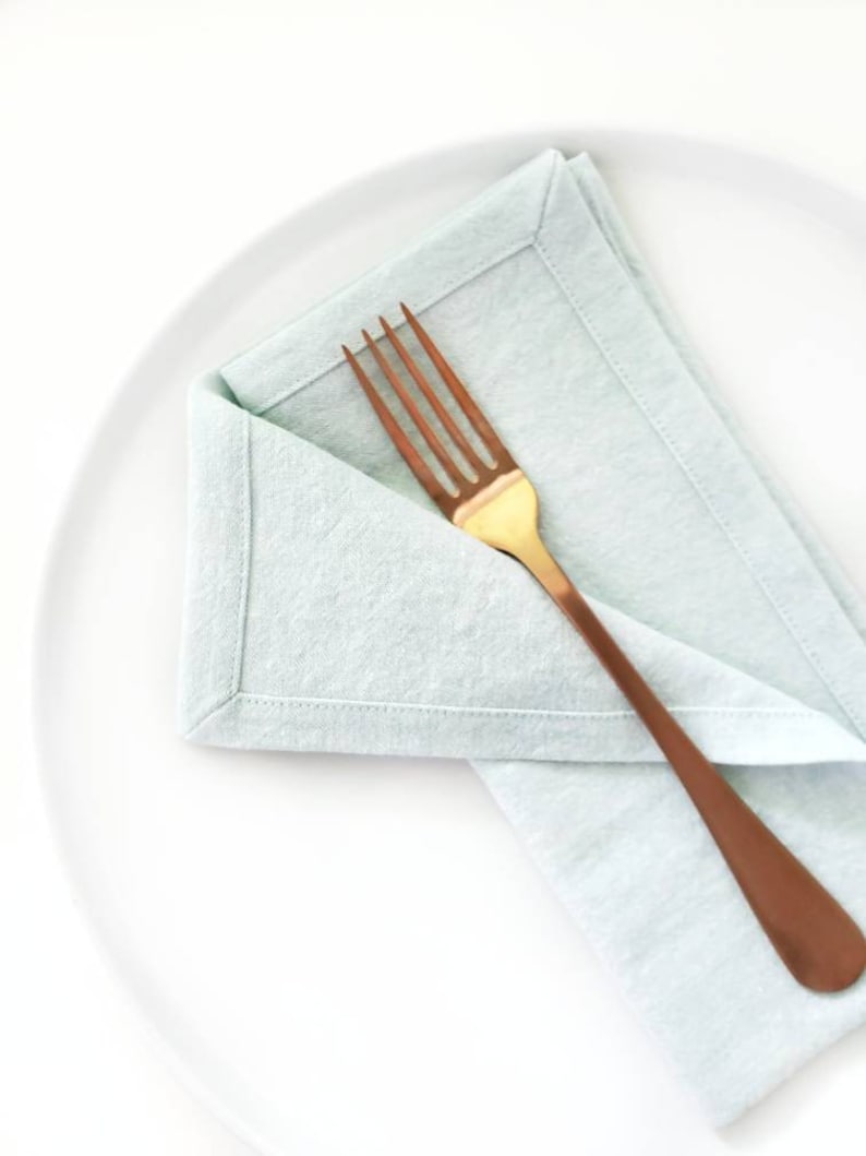 Seafoam Linen Napkins Pale Green Linen Napkins Seafoam Cloth Etsy